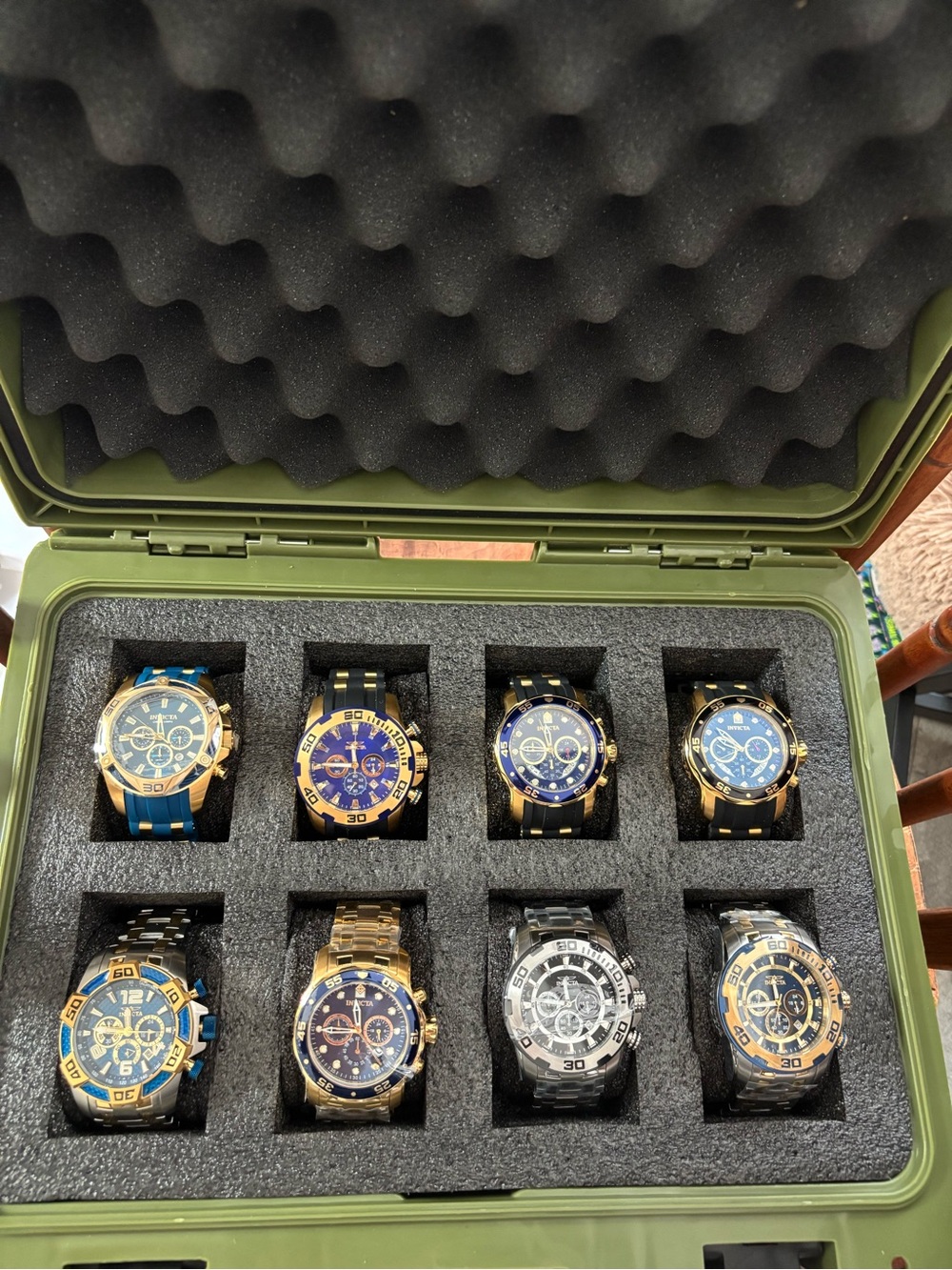 Gold and Blue Men's Chronograph Watch Collection - Luxury Sport Style